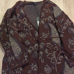 Disturbia Gillian cotton paisley knit kimono size xl women's new